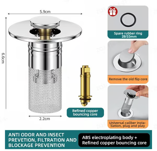 🏆Last Day Promotion 49% OFF🏆Pop Up Sink Drain Strainer----🛀Removes odors and prevents blockages