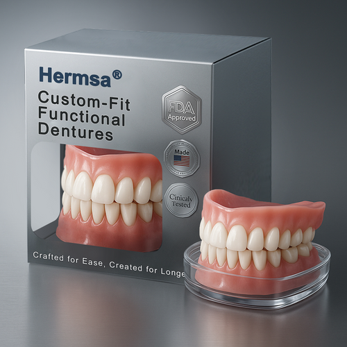 Hermsa®🌈 AdaptableFit Custom-Fit Functional Dentures – Clinically backed comfort-fit dentures | Made in the USA | FDA-Certified🦷