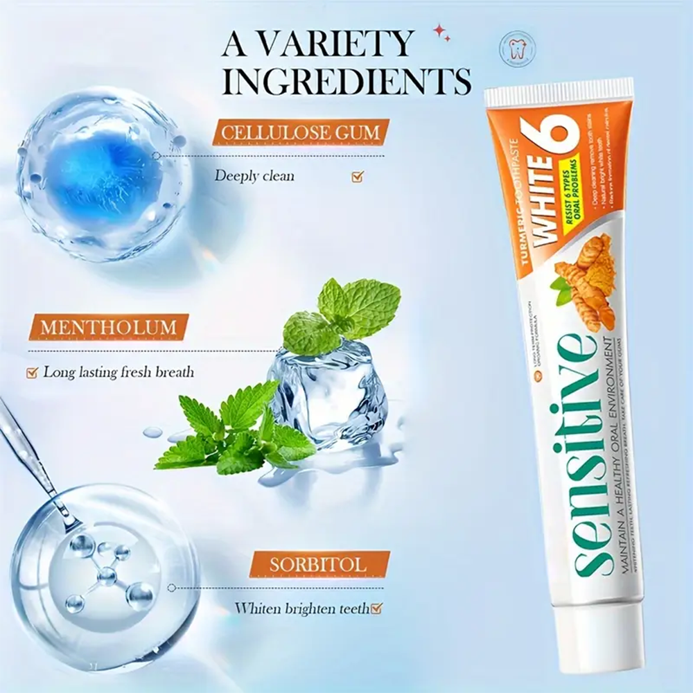 Minceetbien™ Sensitive White 6: Ginger Infused Toothpaste for Deep Clean And Bright White Teeth - 100G Tube