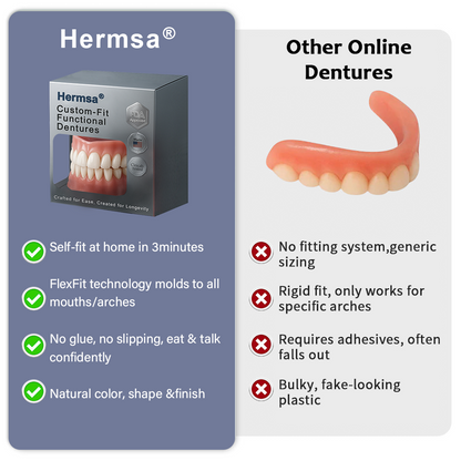 Hermsa®🌈 AdaptableFit Custom-Fit Functional Dentures – Clinically backed comfort-fit dentures | Made in the USA | FDA-Certified🦷