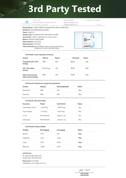 【Lmipki® Official Store】 NIDDK-𝑻𝒊𝒓𝒛𝒆𝒑𝒂𝒕𝒊𝒅𝒆 Nano 𝑴𝒊𝒄𝒓𝒐𝒏𝒆𝒆𝒅𝒍𝒆 𝑷𝒂𝒕𝒄𝒉 🇺🇸👨‍⚕️（Zero Pain, 24/7 Release | Lose 20lbs FAST | 90% Sugar Drop | ）🦄