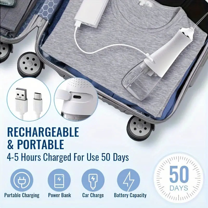 Minceetbien™ Wireless Water Flosser: Portable Dental Flosser with 5 Nozzles, Suitable for Braces, 10.14oz Water Tank, Dental Bridges and Teeth Care