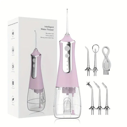 Minceetbien™ Wireless Water Flosser: Portable Dental Flosser with 5 Nozzles, Suitable for Braces, 10.14oz Water Tank, Dental Bridges and Teeth Care